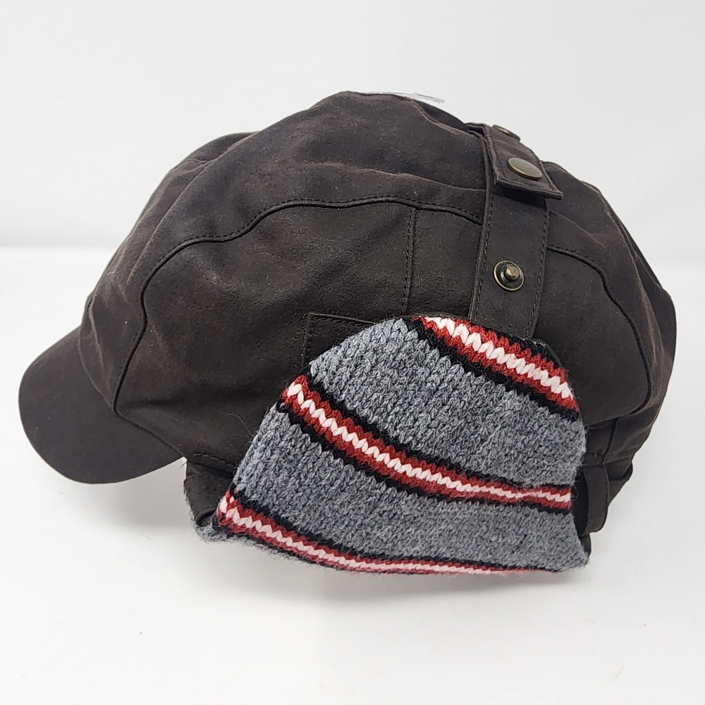 Coal The Fjord Trapper Hat OS Brown Ear Flap Cap Cotton Blend Knit Lined Brown